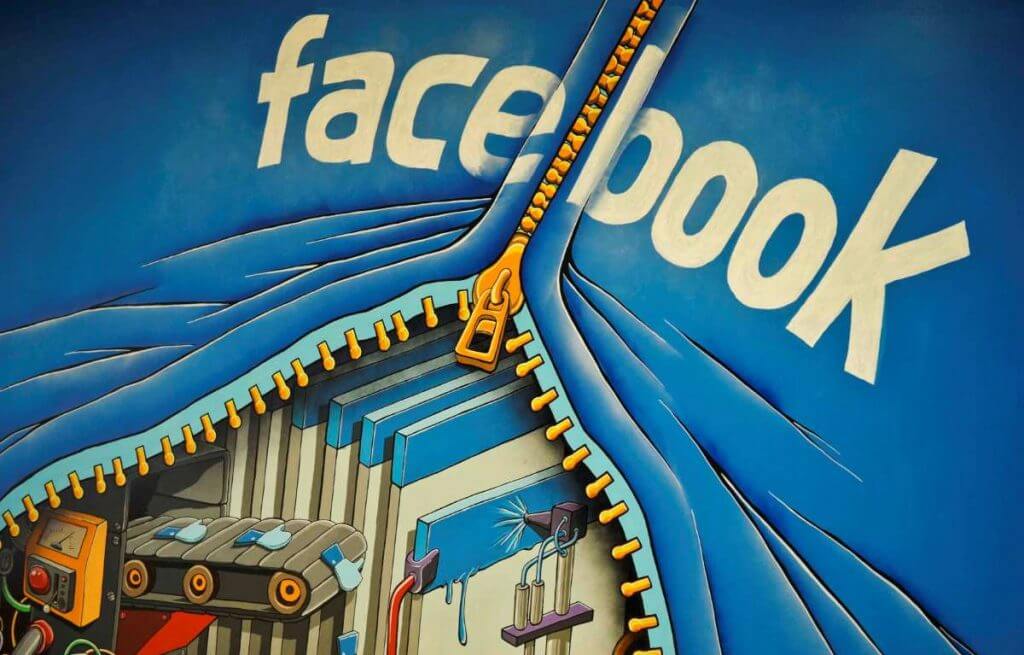 Facebook diventa una cerniera con dentro degli ingranaggi