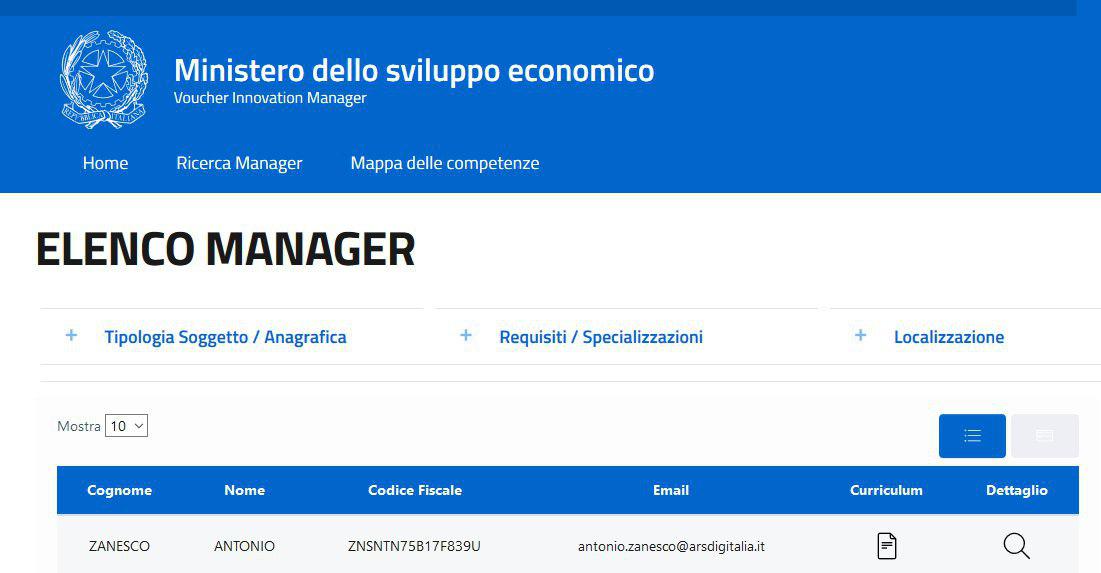 elenco manager voucher innovazione ministero dello sviluppo economico